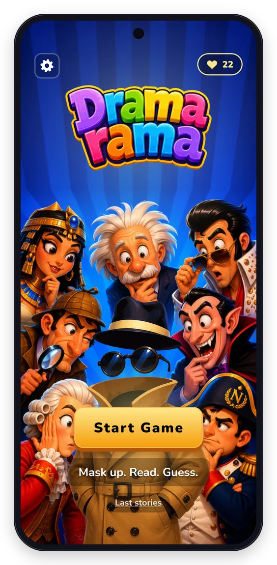 DRAMARAMA Startbildschirm